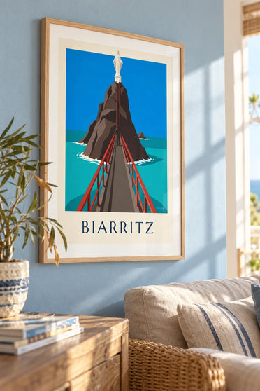 Poster Steg zum Rocher de la Vierge in Biarritz: gerahmt an der Wand