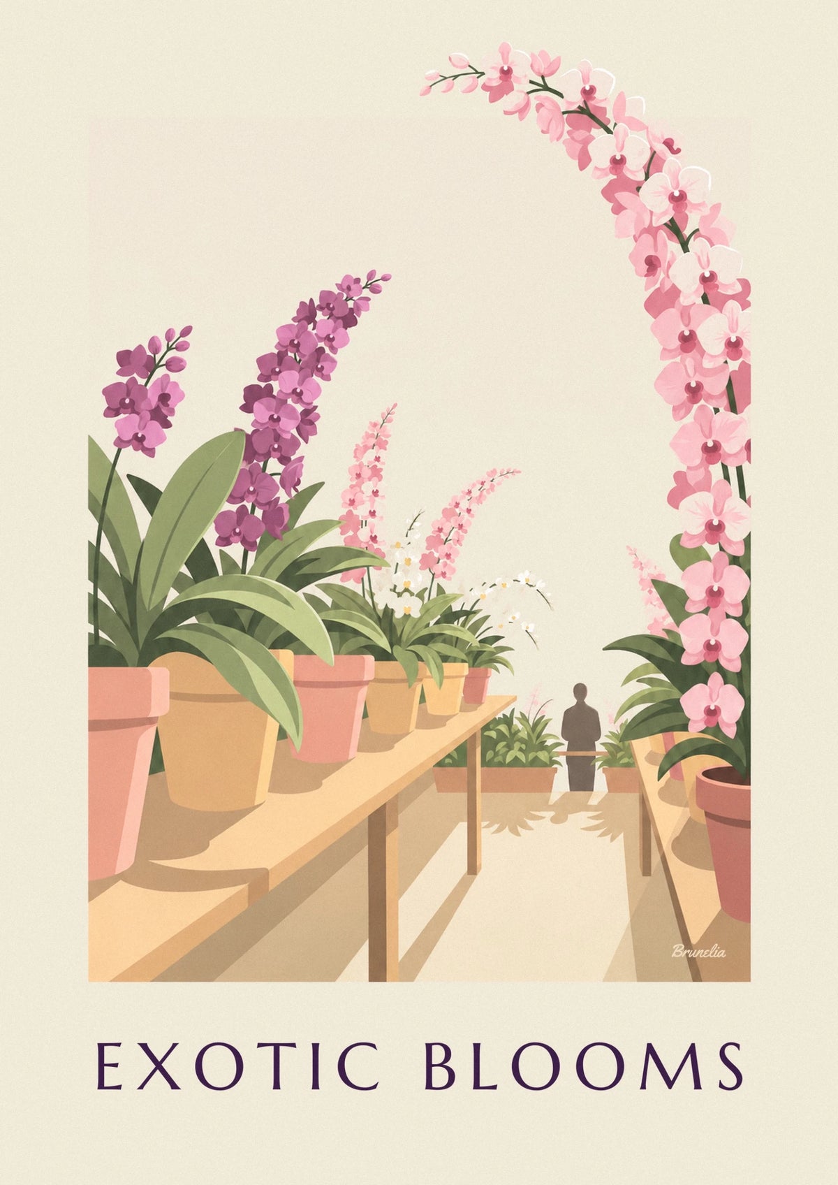 Affiche orchidées et fleurs exotiques en serre