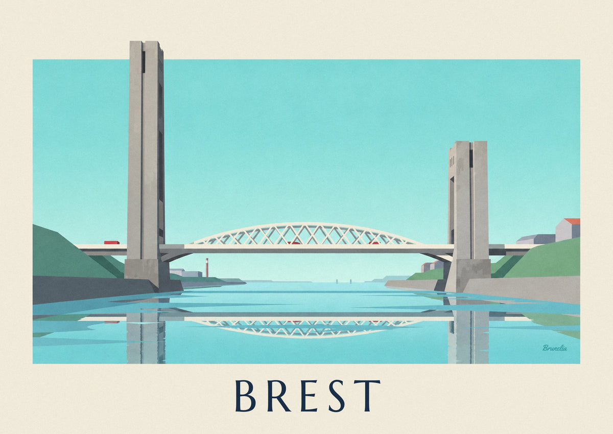 Recouvrance Bridge and Brest cable car poster