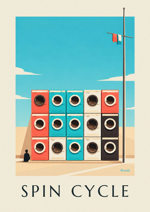 Poster griglia di 9 lavatrici colorate: il poster intero