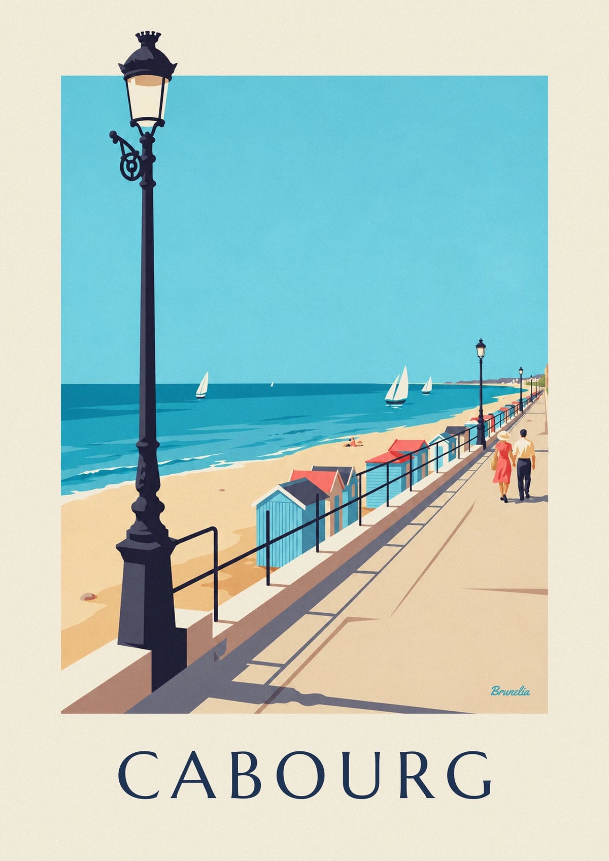 Cabourg Marcel-Proust seaside promenade poster