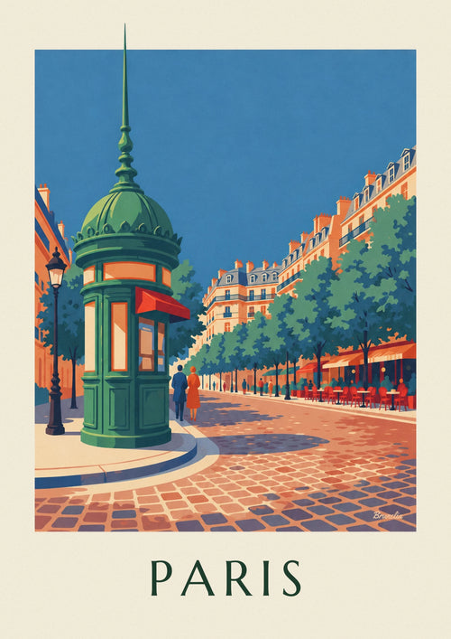 Poster di edicola su un boulevard parigino: il poster intero