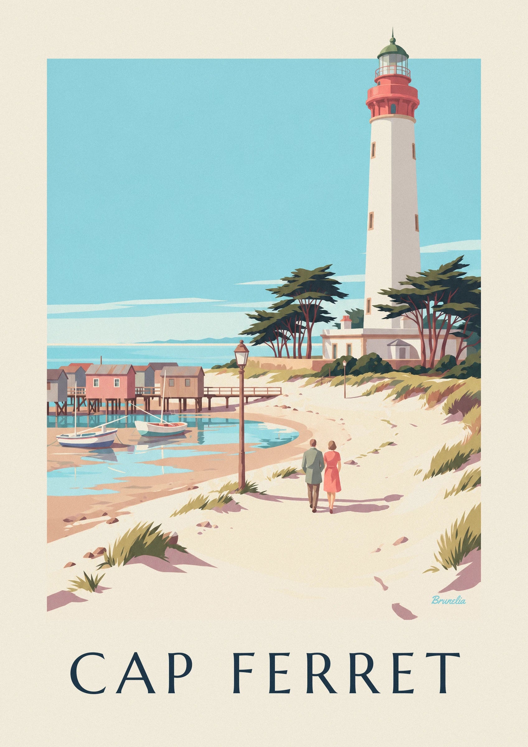 Poster Leuchtturm und Austernhütten am Cap Ferret: Detail in Nahaufnahme