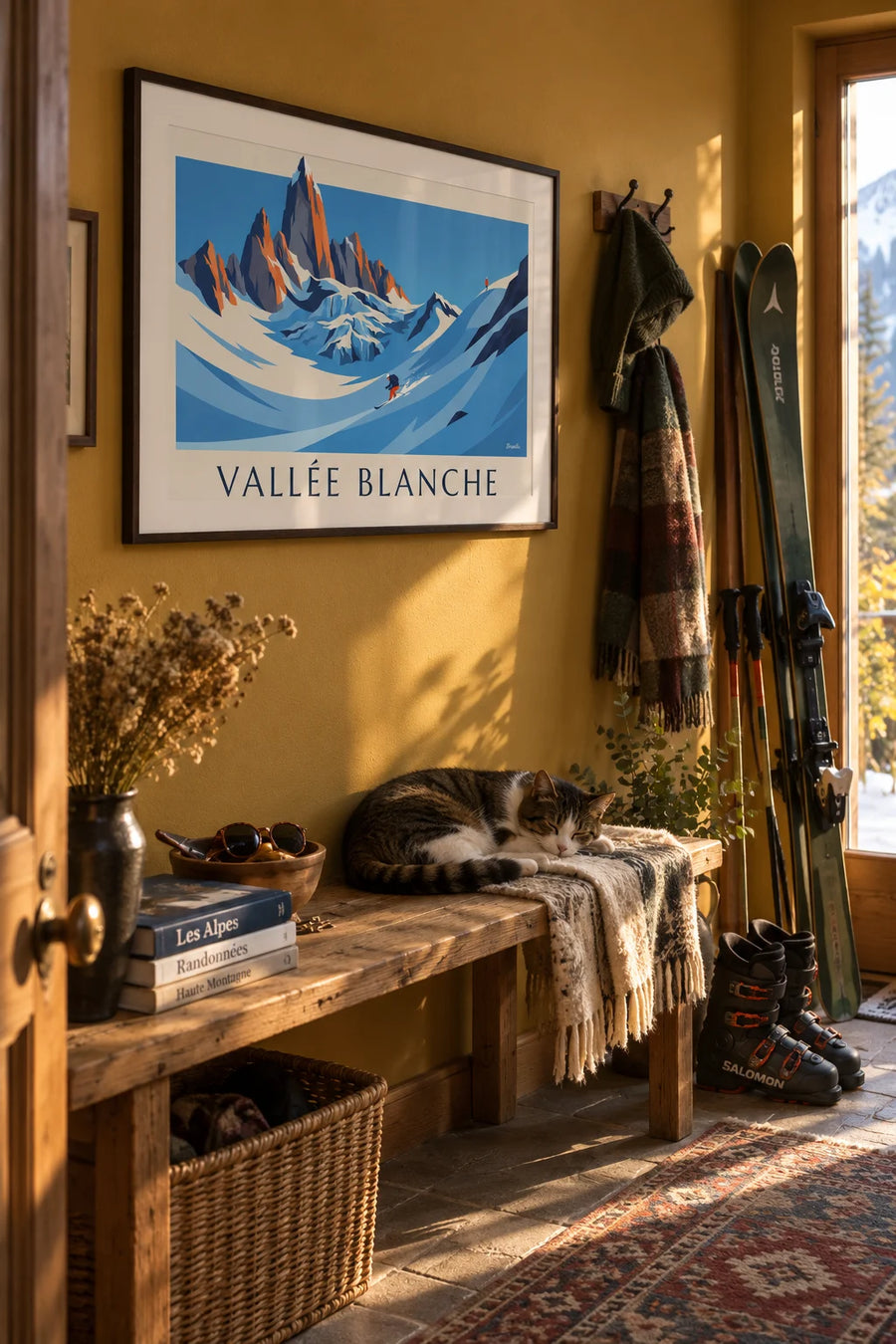 Affiche skieur hors-piste sur le glacier de la Vallée Blanche : encadrée au mur