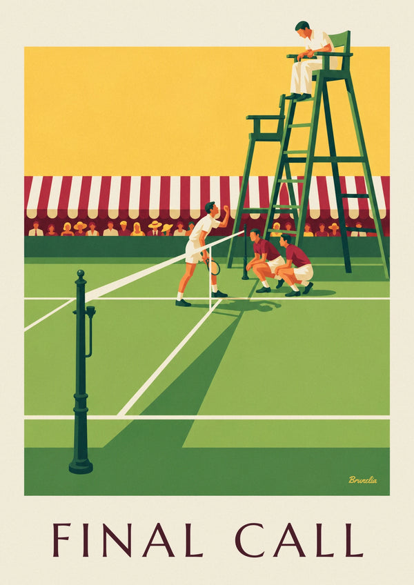 Chair umpire at a grass tennis court poster