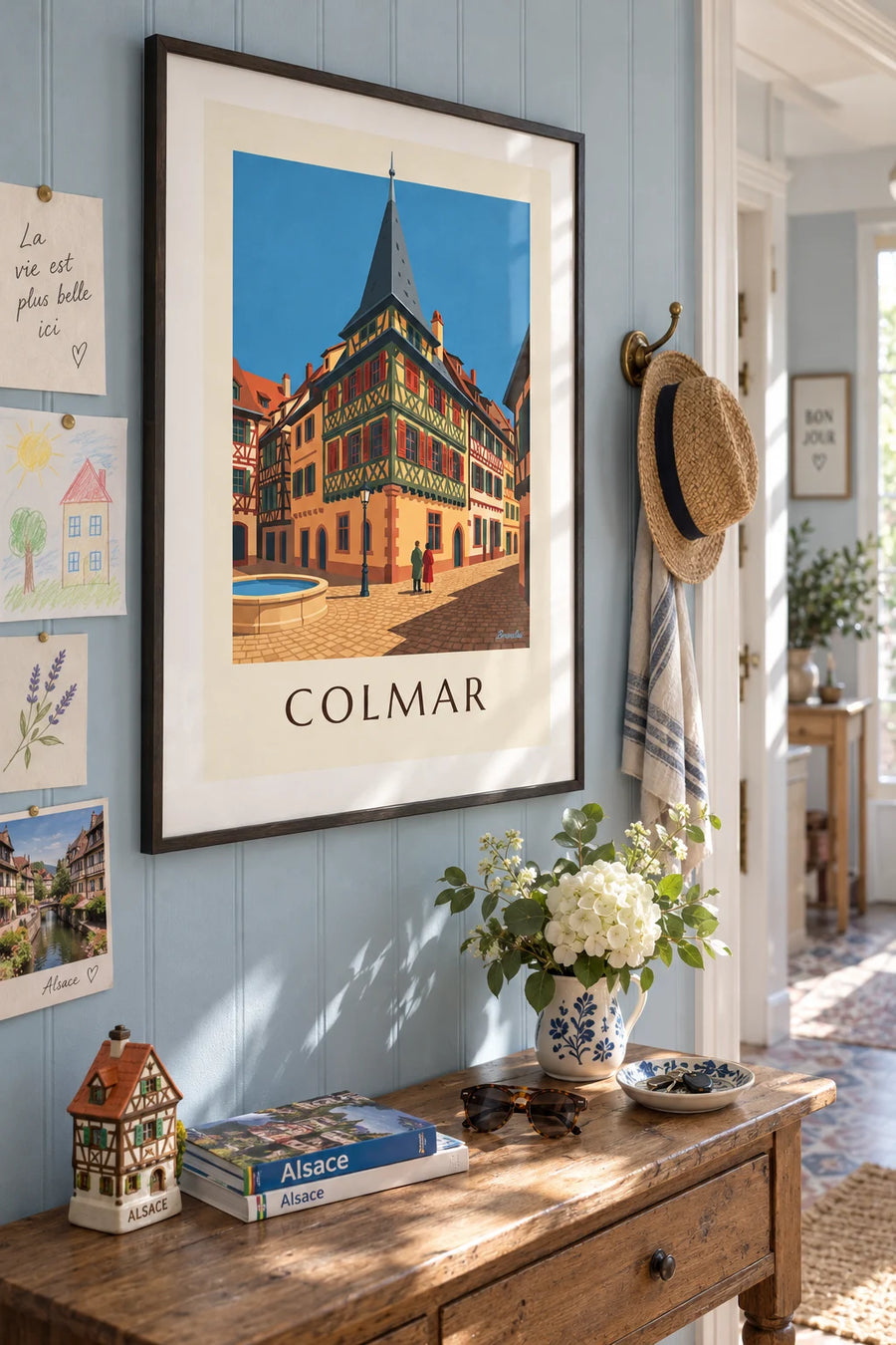 Affiche Maison Pfister et sa galerie de bois sculpté à Colmar : encadrée au mur