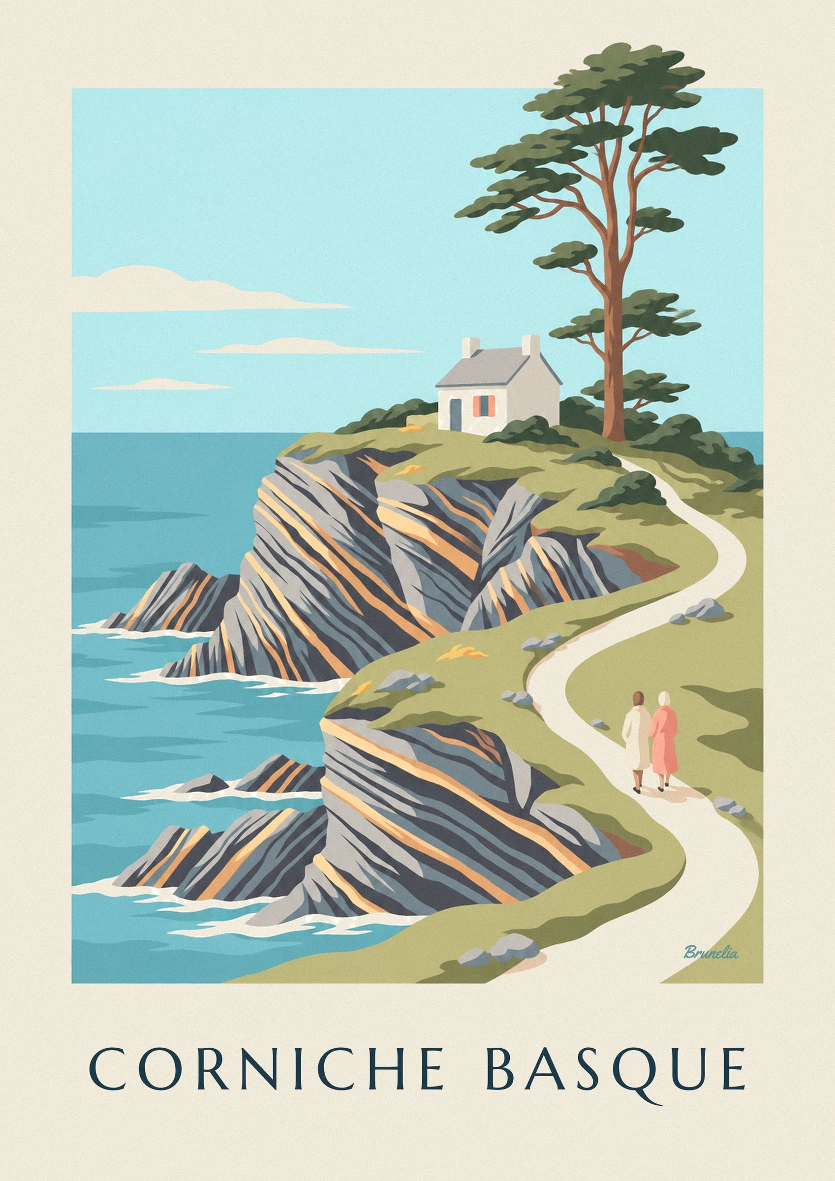 Poster baskische Corniche und Flysch-Klippen: Detail in Nahaufnahme