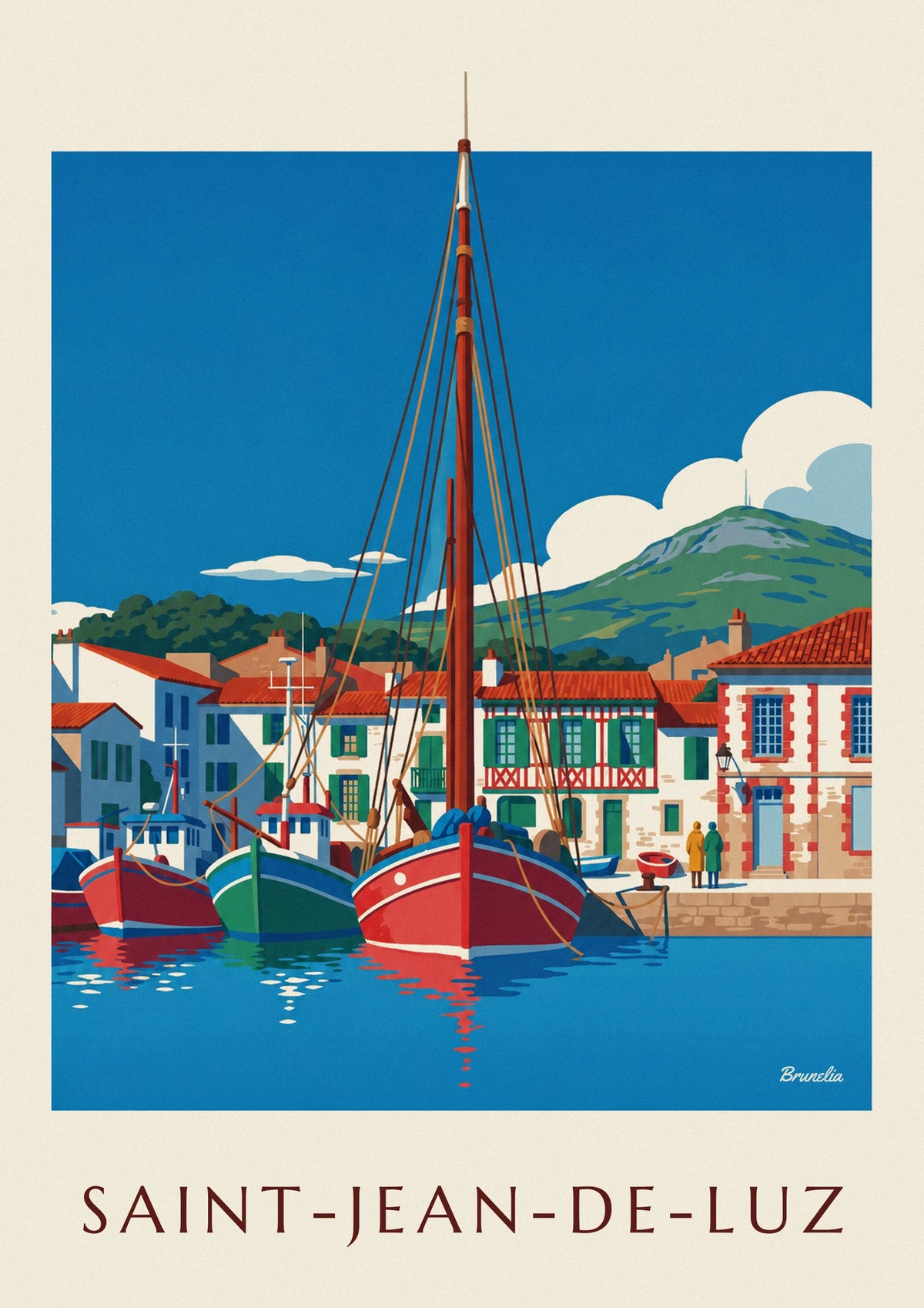 Affiche port de pêche de Saint-Jean-de-Luz et La Rhune