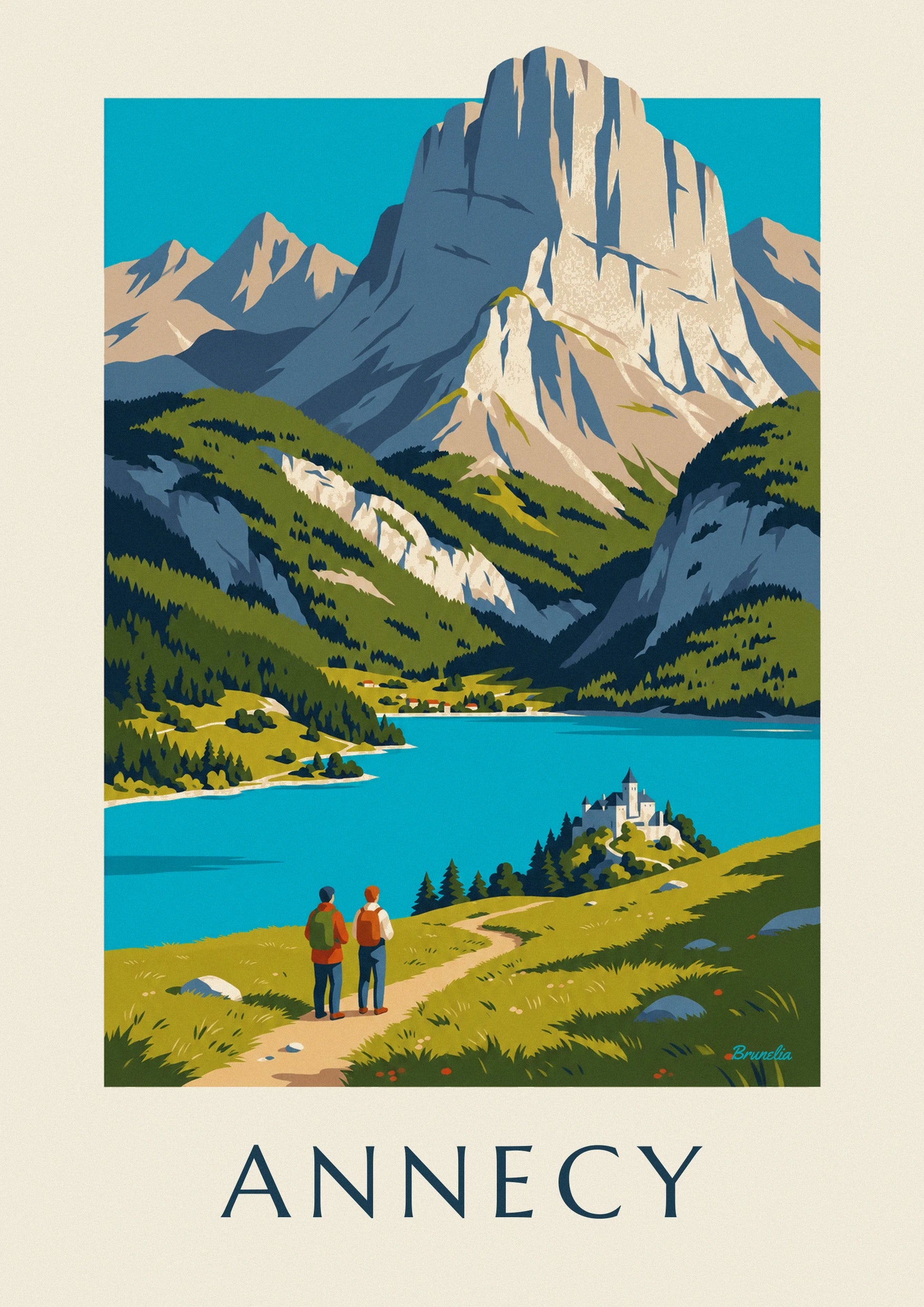 Poster escursione sopra il lago di Annecy: dettaglio in primo piano