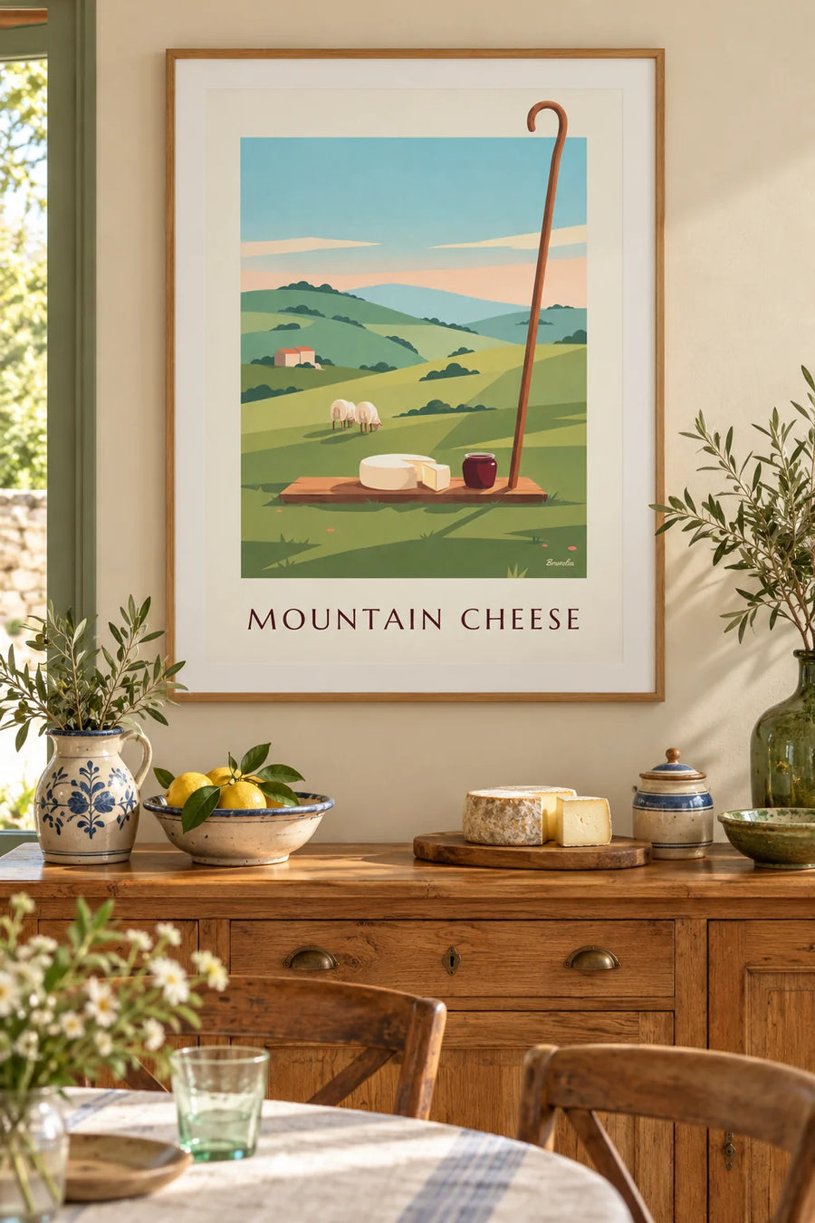 Poster di formaggio di pecora basco e marmellata di ciliegie nere: incorniciato alla parete