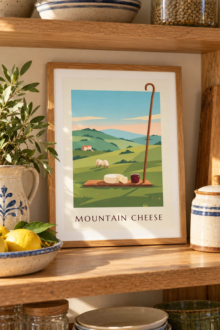 Poster con formaggio di pecora basco e marmellata di ciliegie nere: piccolo formato A4 incorniciato