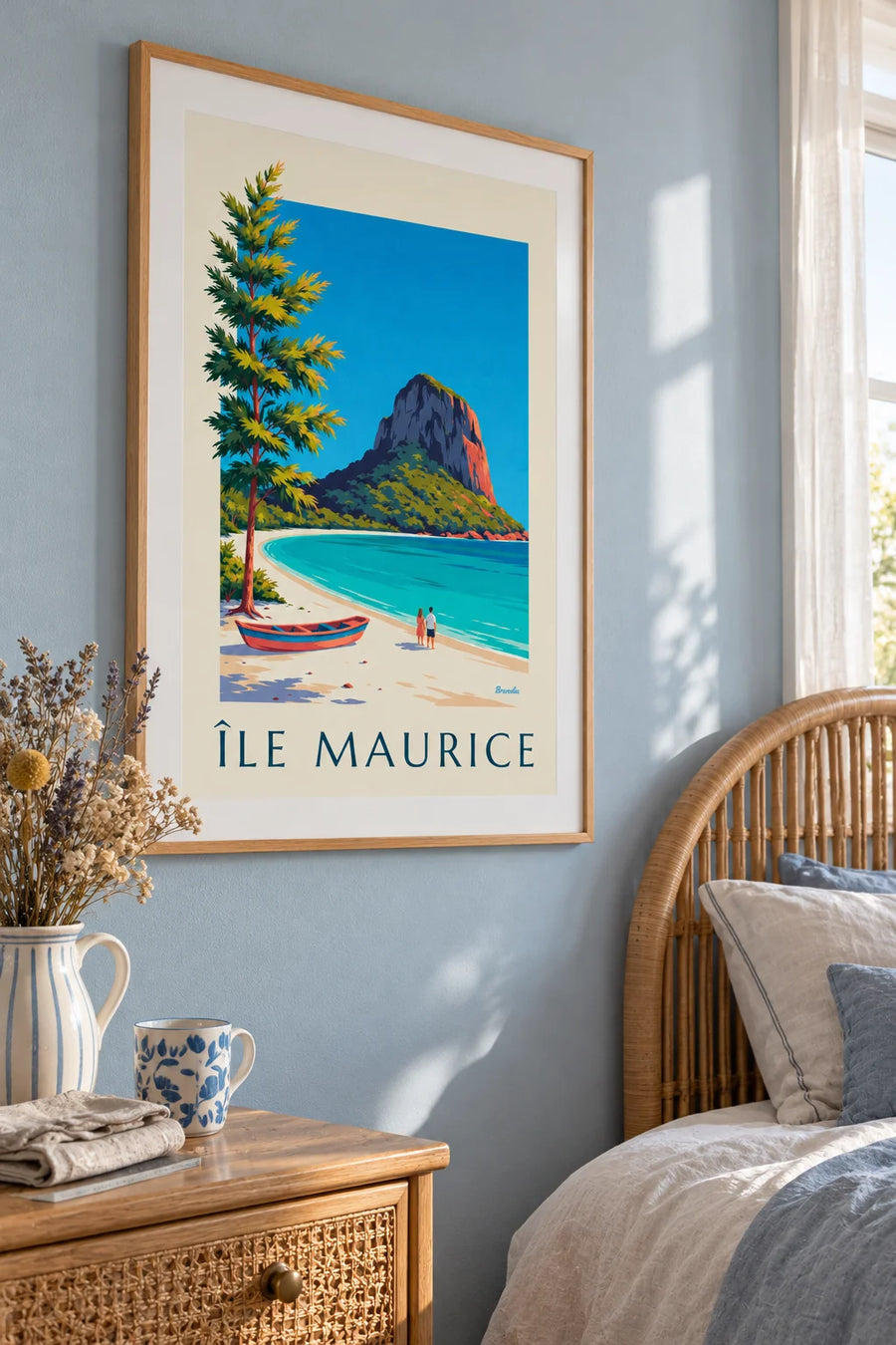 Poster Le Morne Brabant und Lagune auf Mauritius: gerahmt an der Wand