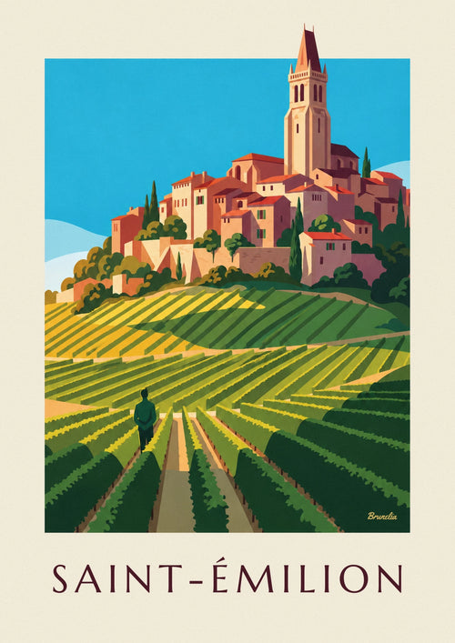 Saint-Émilion village and vineyards poster: the full poster