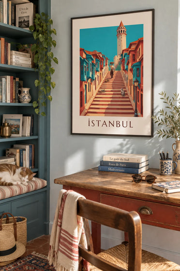 Poster vicoli di Galata e Torre di Galata a Istanbul: incorniciato al muro