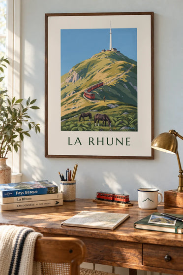 Affiche petit train de La Rhune au Pays basque : encadrée au mur