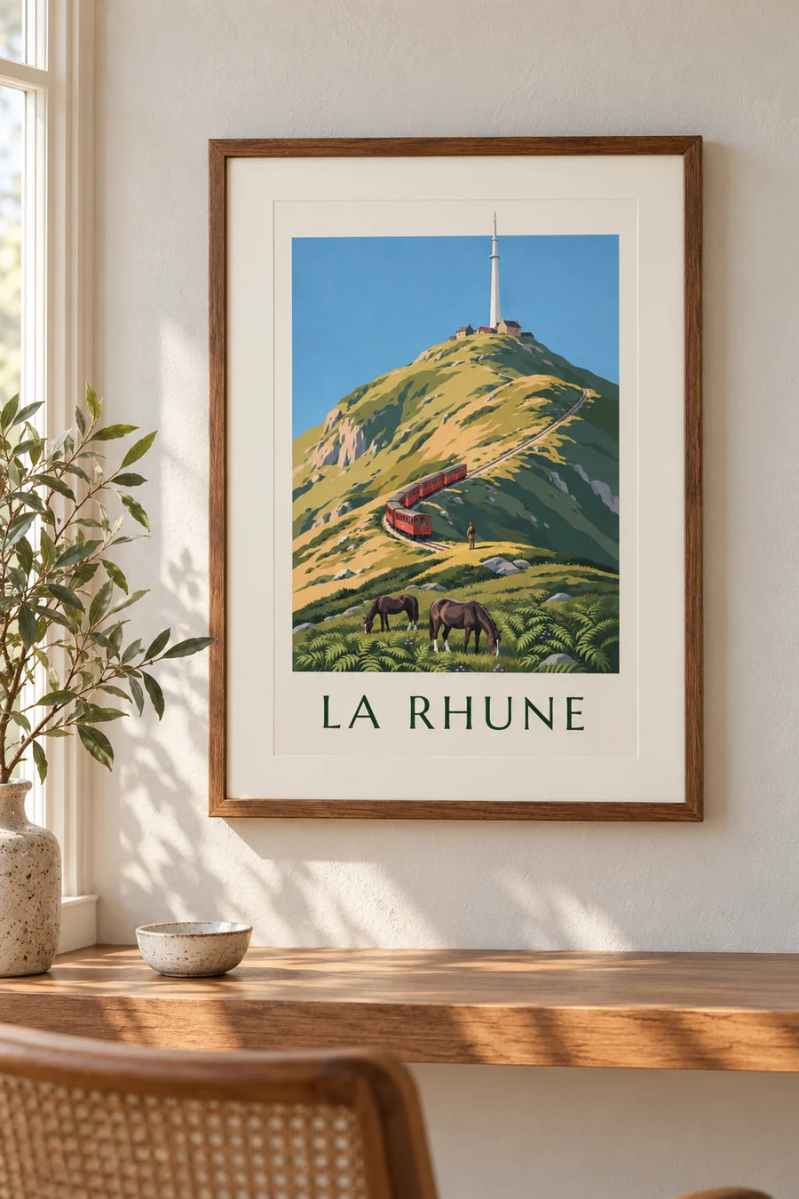 Poster trenino della Rhune nei Paesi Baschi: formato piccolo A4 con cornice