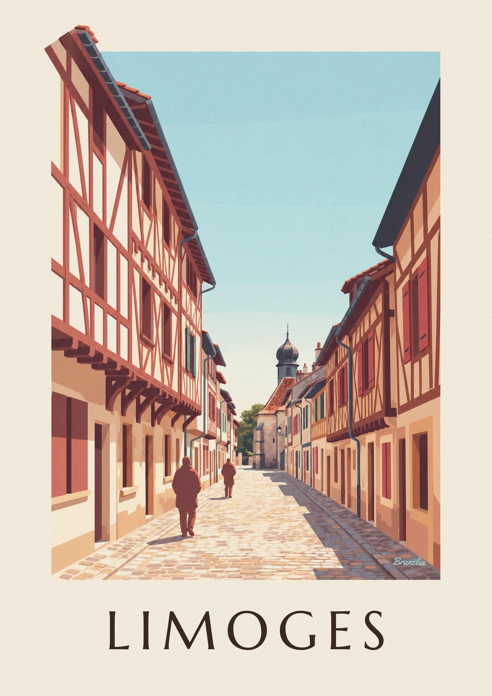 Poster Rue de la Boucherie und Kapelle Saint-Aurélien in Limoges: Detail in Nahaufnahme