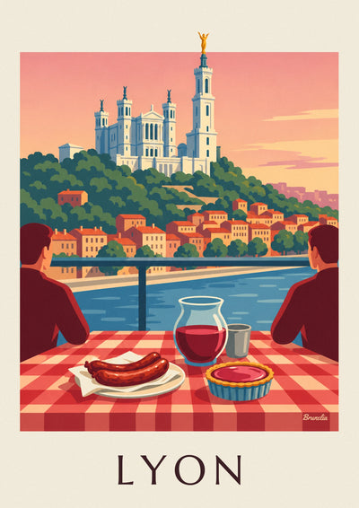 Poster Bouchon Lyonnais gegenüber der Saône und Fourvière: das ganze Poster