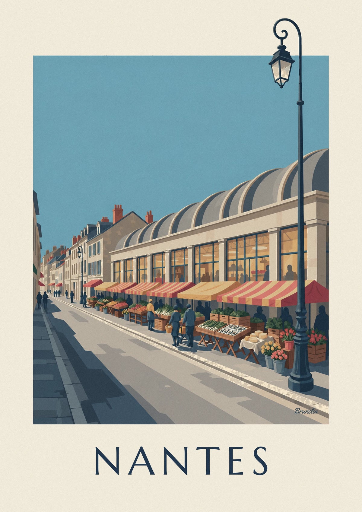 Talensac market in Nantes on a Sunday morning poster