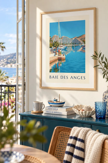 Poster porto turistico della Baia degli Angeli a Villeneuve-Loubet: incorniciato alla parete
