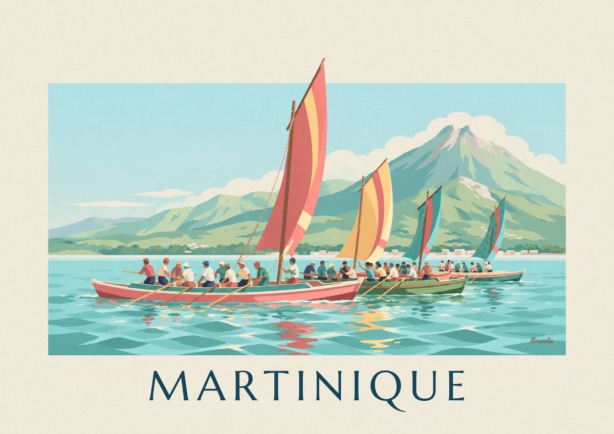 Poster yoles rondes in regata al largo della Martinica