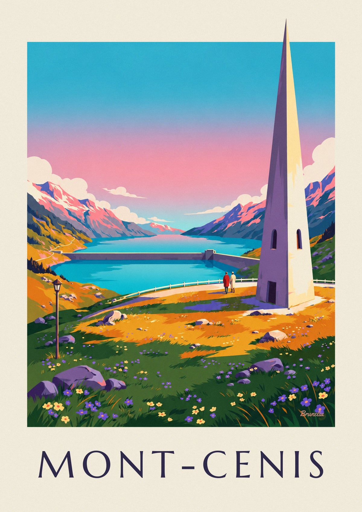 Affiche lac du Mont-Cenis au coucher du soleil