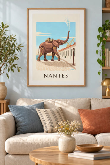 Affiche grand éléphant des Machines de l'île à Nantes : encadrée au mur