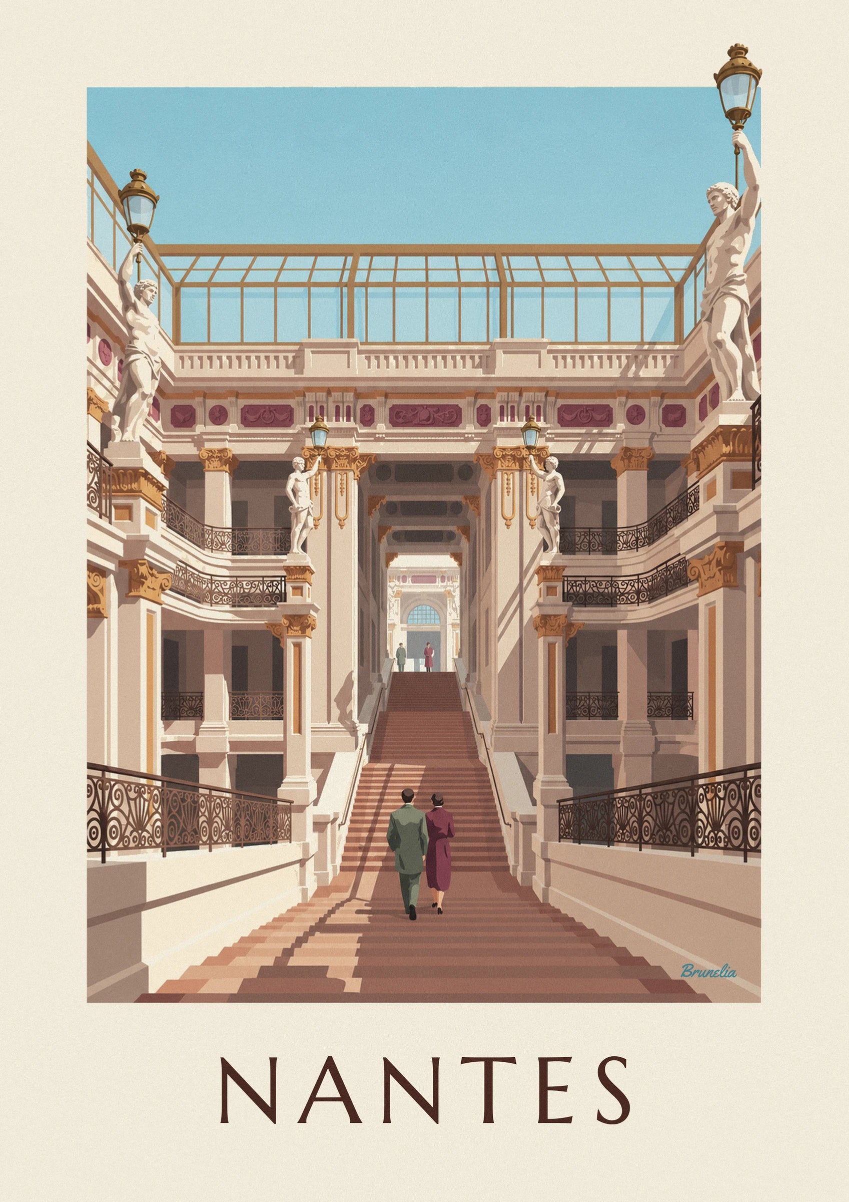 Poster passage Pommeraye e le sue gallerie a Nantes: dettaglio in primo piano