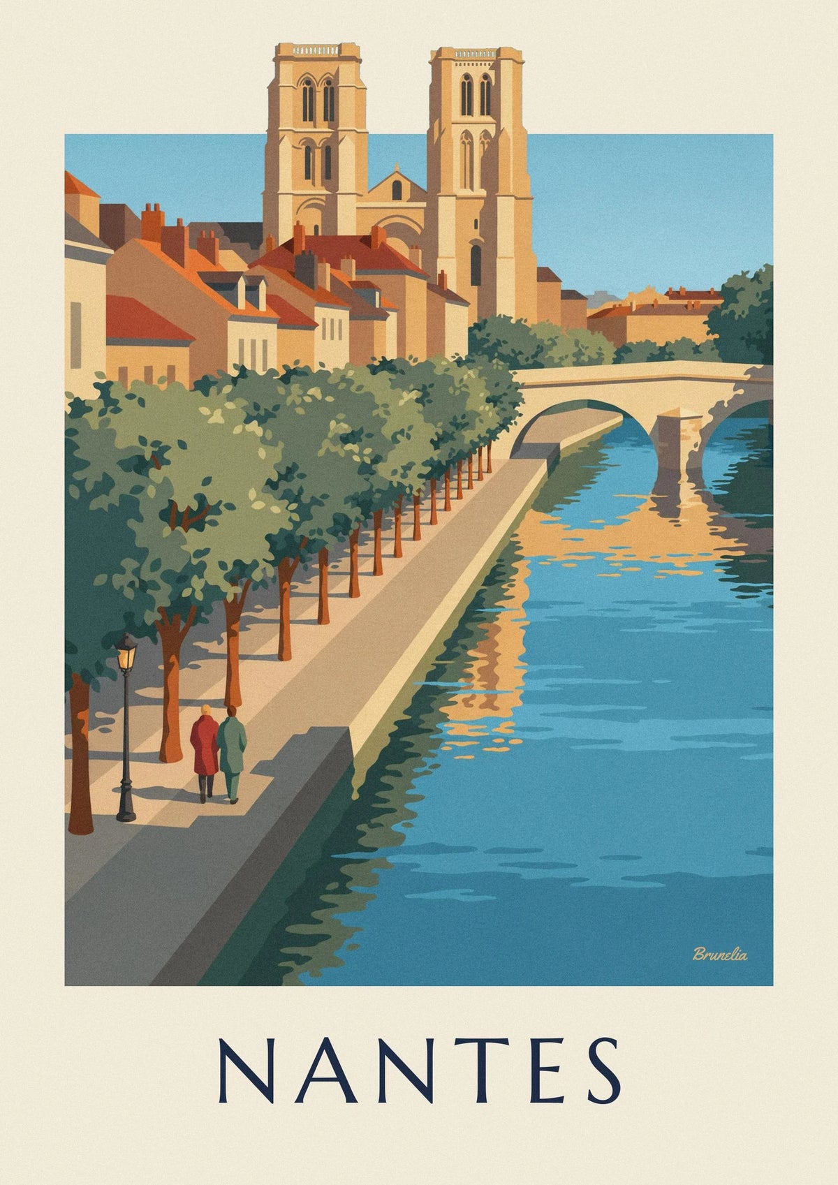 Poster cattedrale di Nantes e ponte sulla Loira