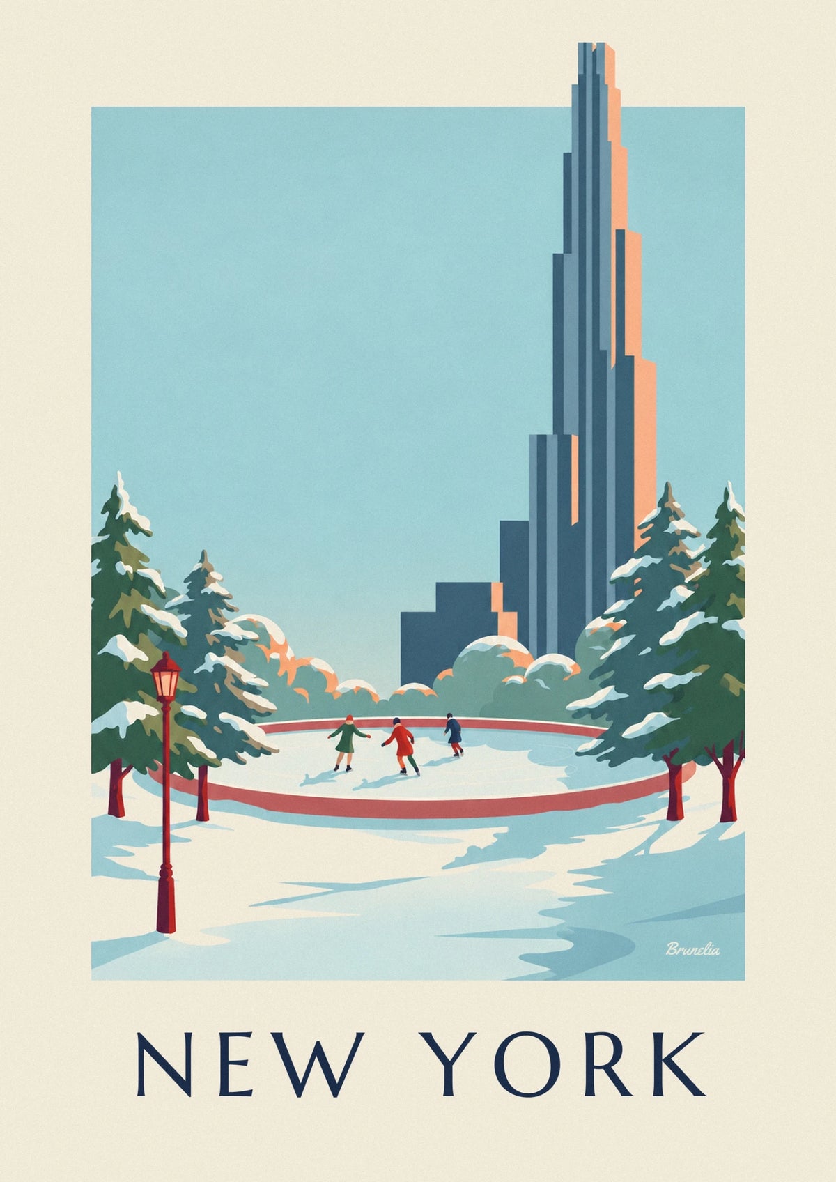 Affiche Central Park et sa patinoire en hiver à New York