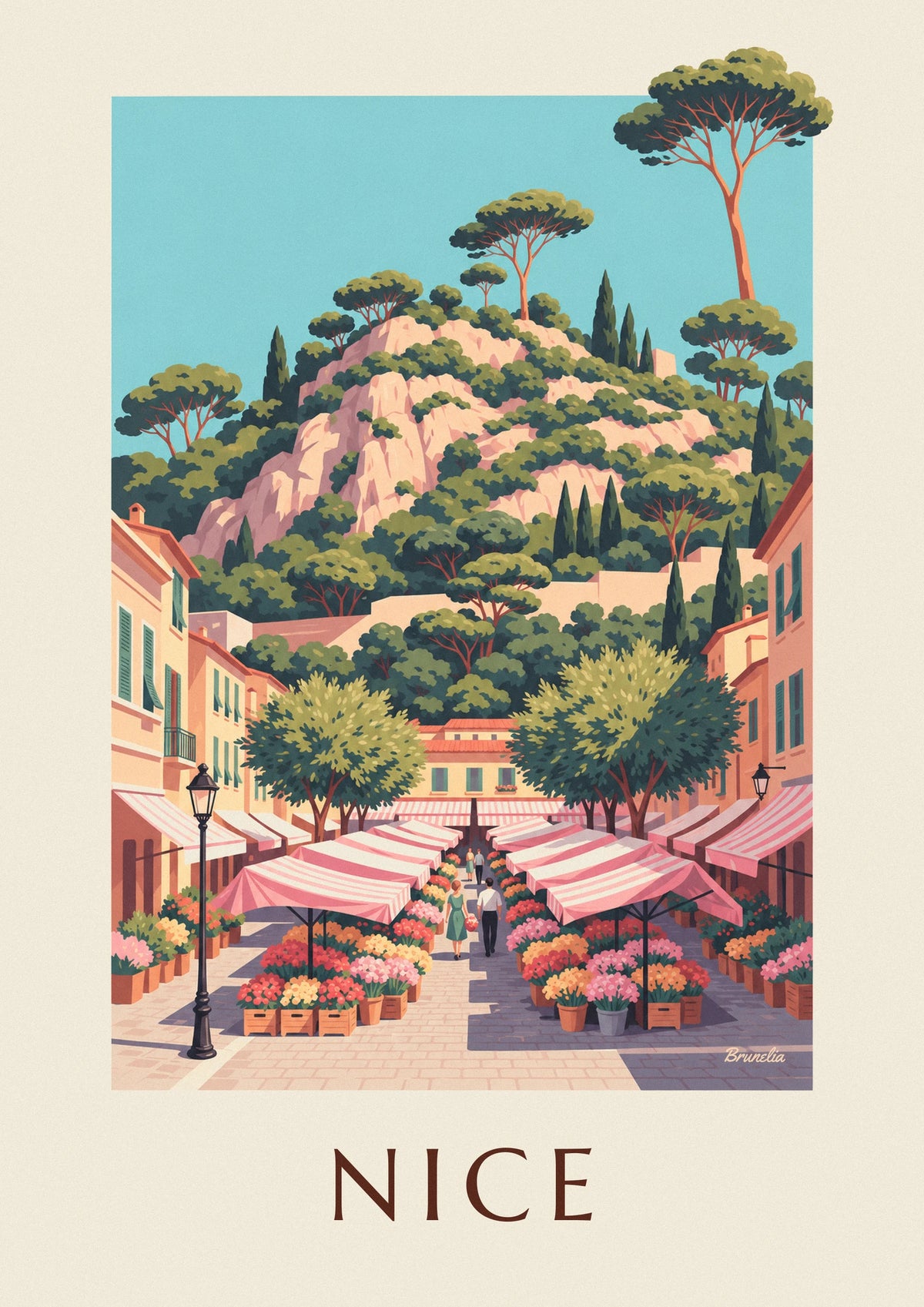Poster Blumenmarkt Cours Saleya in Nizza