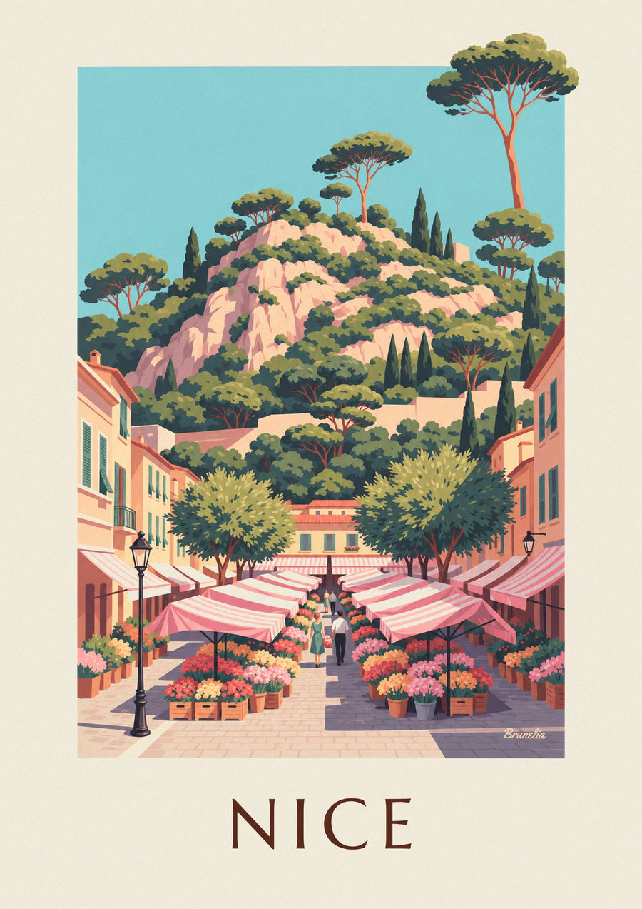 Poster Blumenmarkt Cours Saleya in Nizza