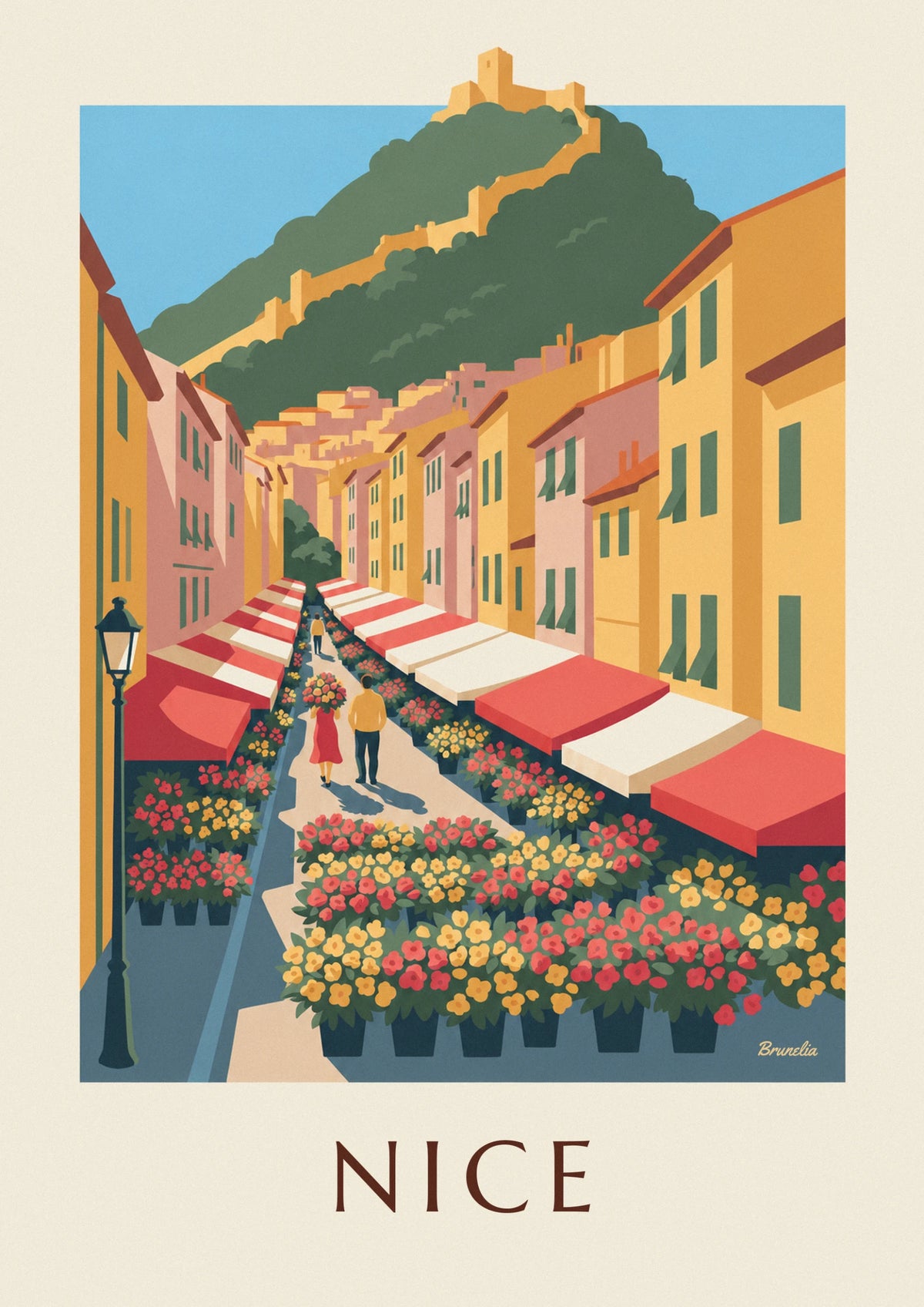 Affiche marché aux fleurs du cours Saleya à Nice