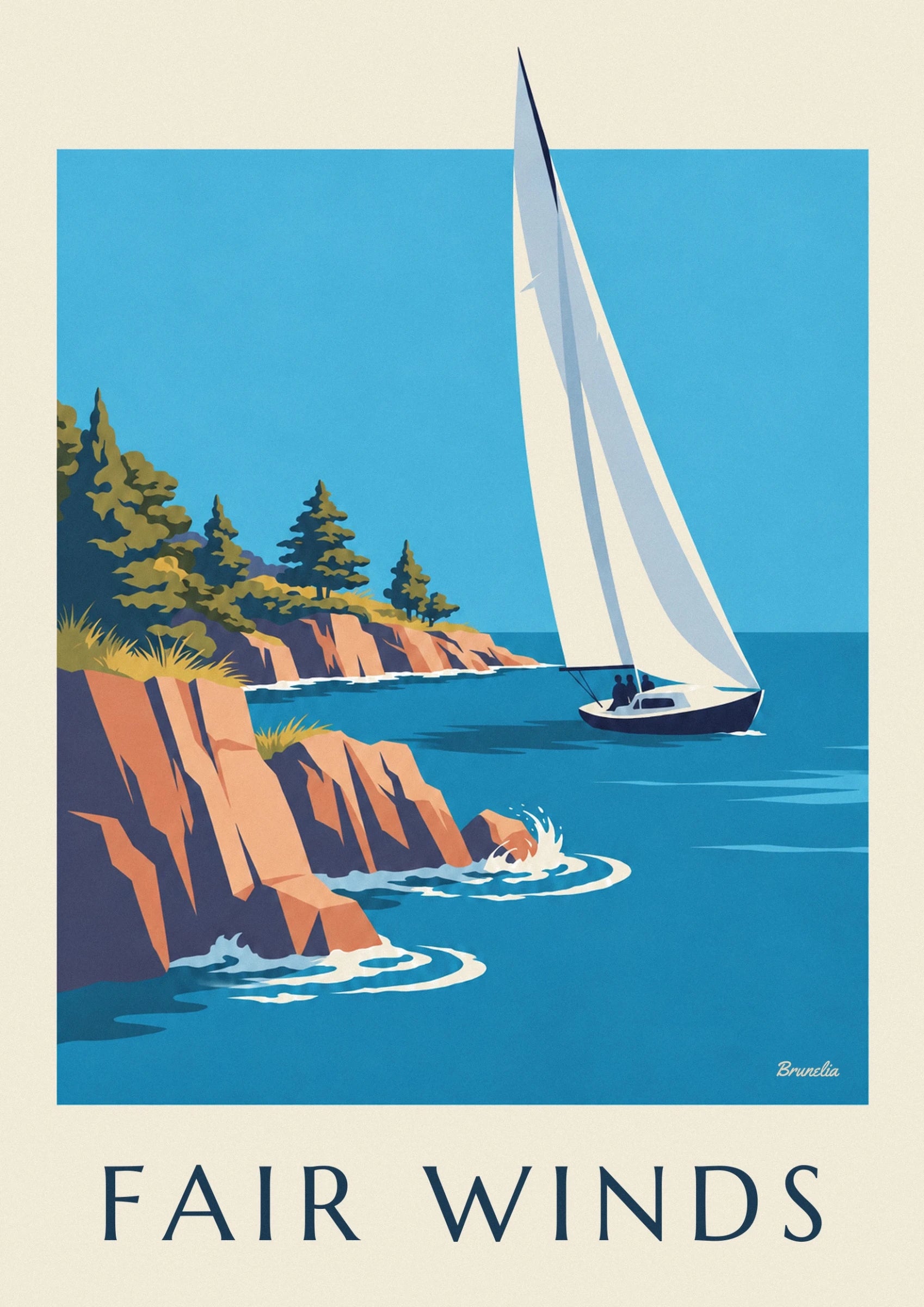 The curves of the cream sails and their pale blue shadows against a turquoise background