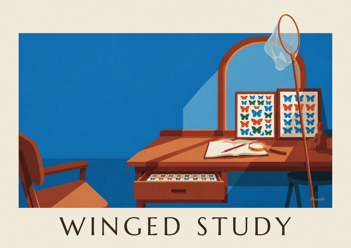 Naturalist butterfly plate in a study poster