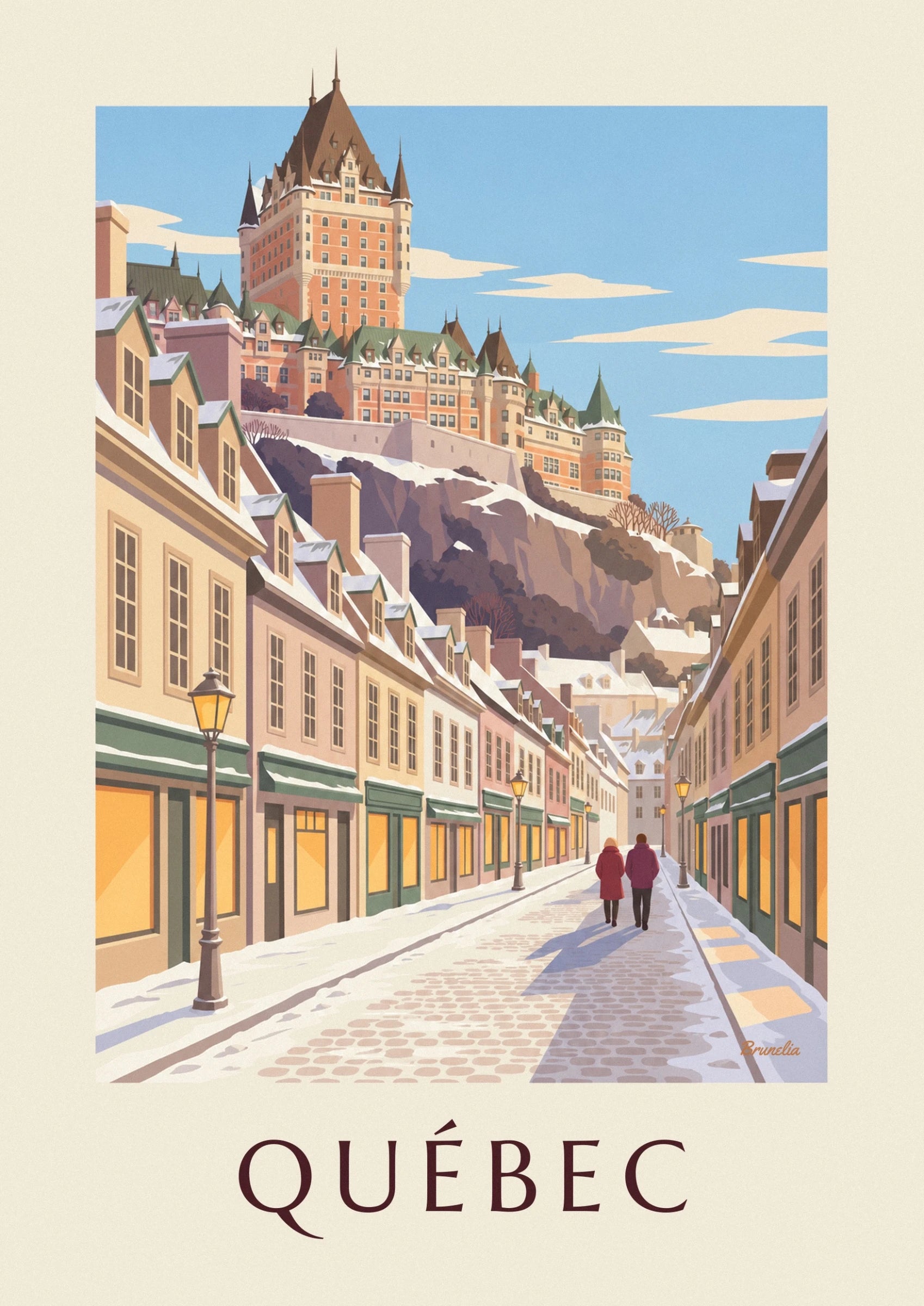 Le Château Frontenac aux façades orangées et aux hautes toitures pointues