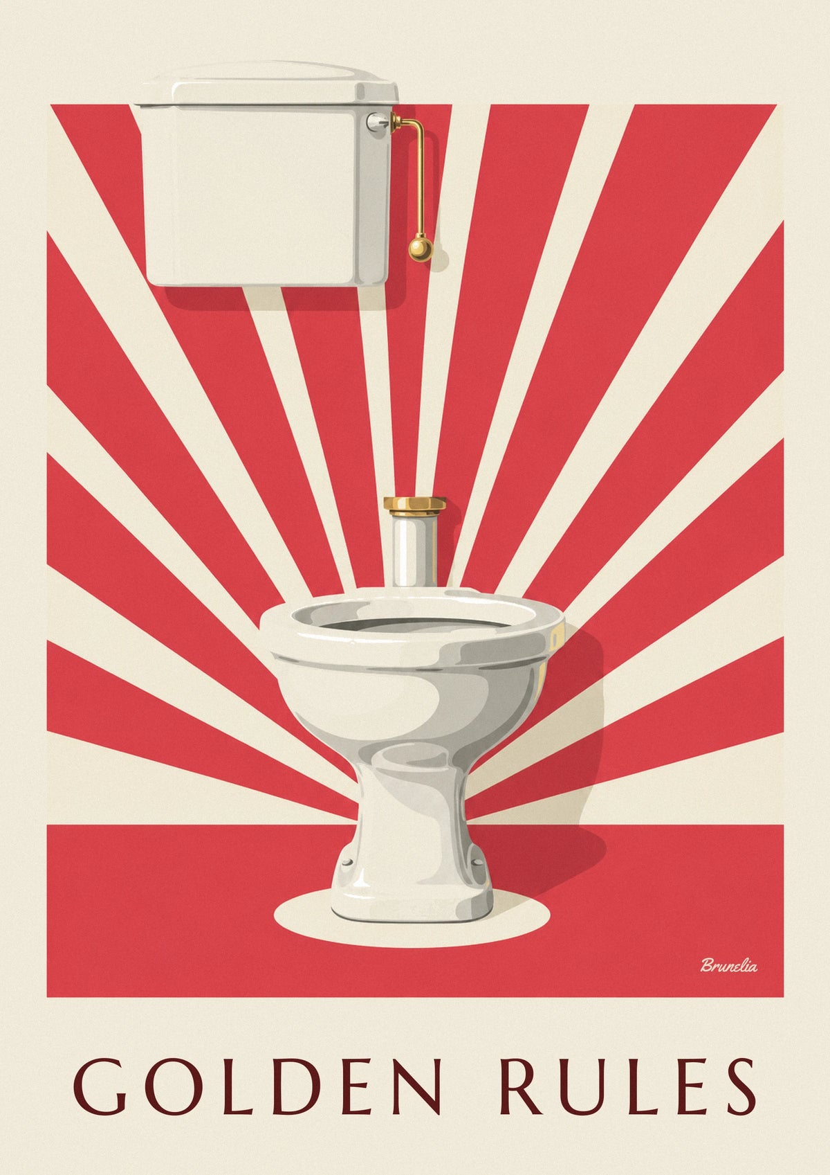 Poster weiße Toilette im Scheinwerferlicht, goldene Regeln