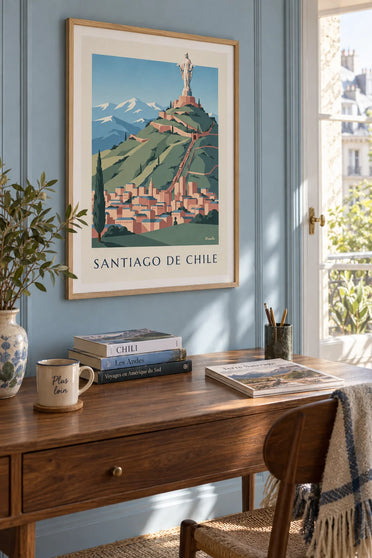 Poster of Cerro San Cristóbal in Santiago, Chile: framed on the wall