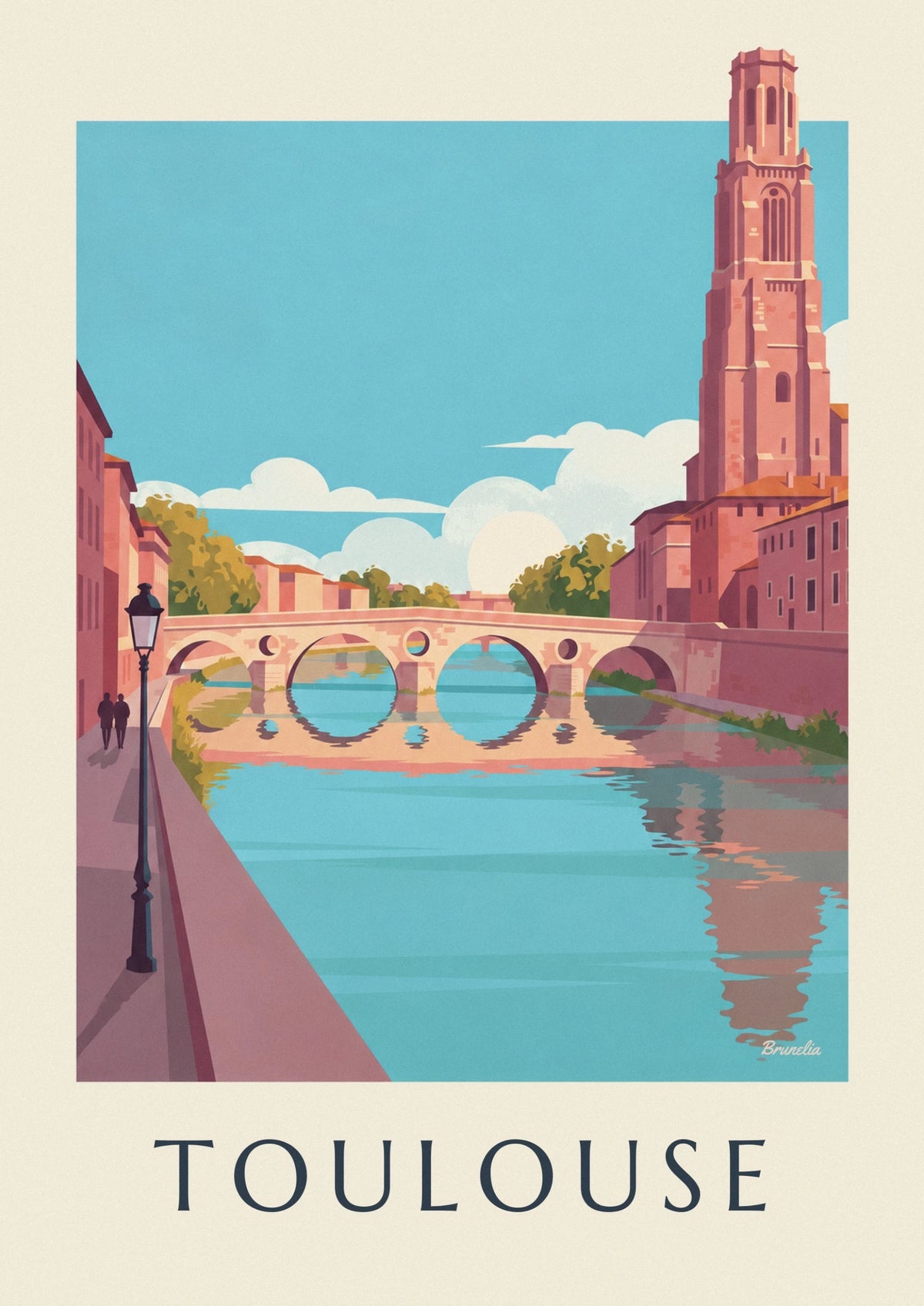 Toulouse Pont-Neuf over the Garonne at sunset poster