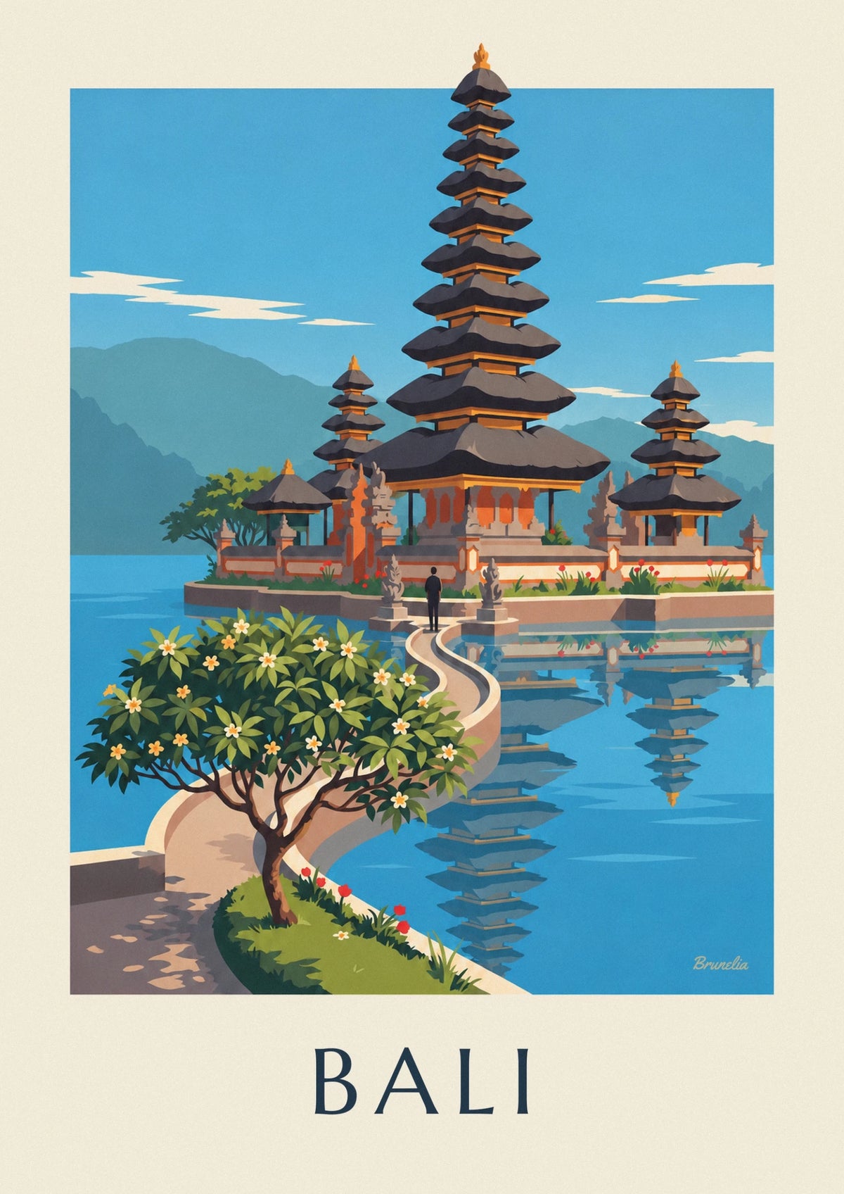 Ulun Danu temple on Lake Bratan in Bali poster