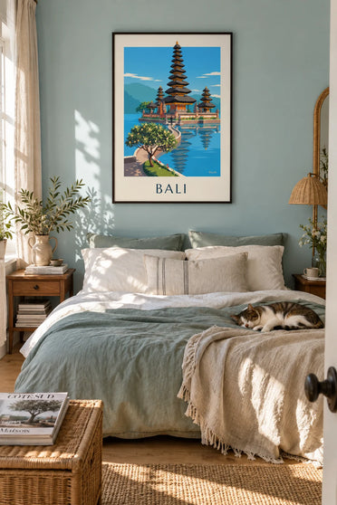 Poster Ulun-Danu-Tempel am Bratan-See auf Bali: gerahmt an der Wand