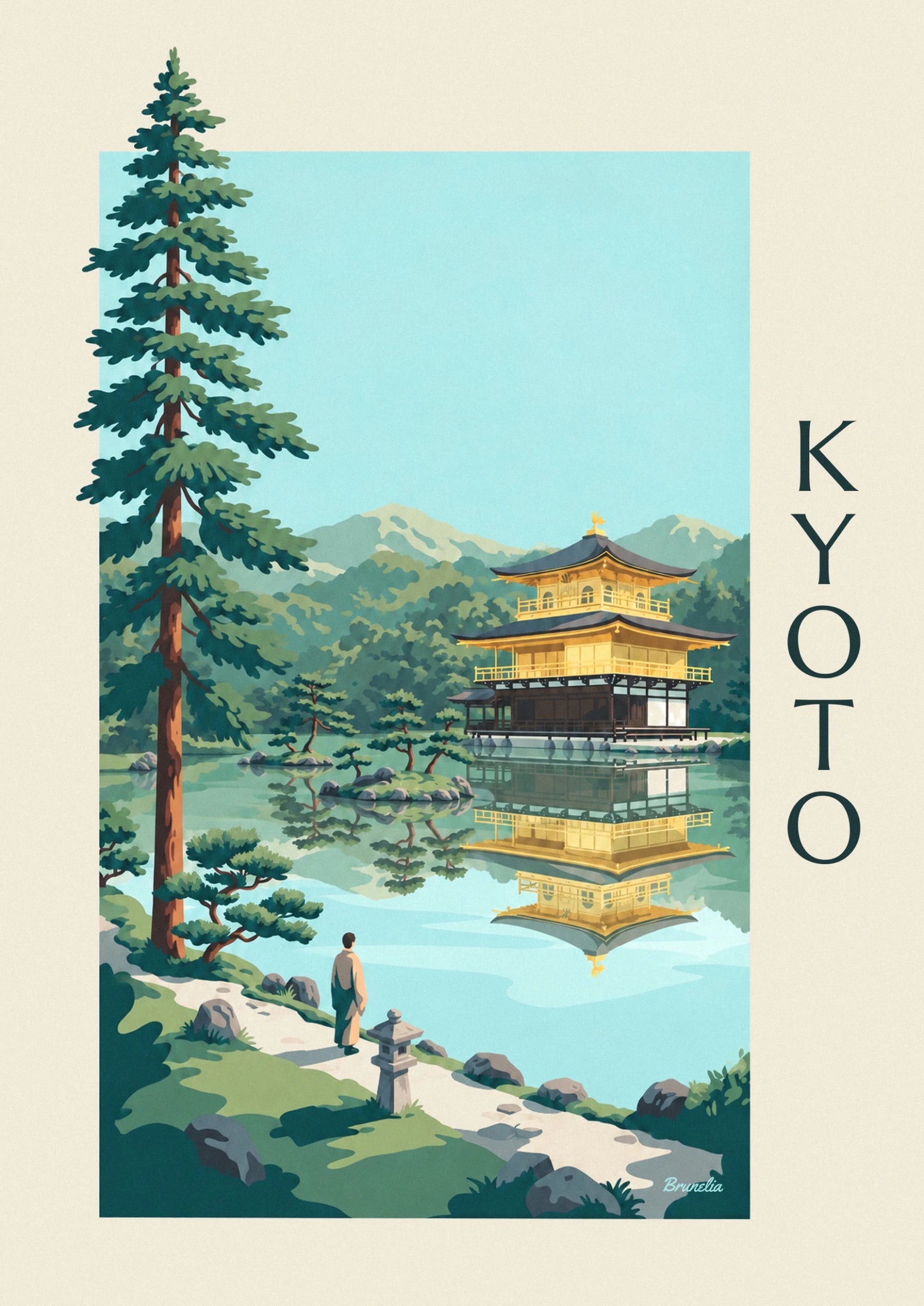 Le pavillon d’or de Kyoto, ses toits sombres et son reflet dans l’étang