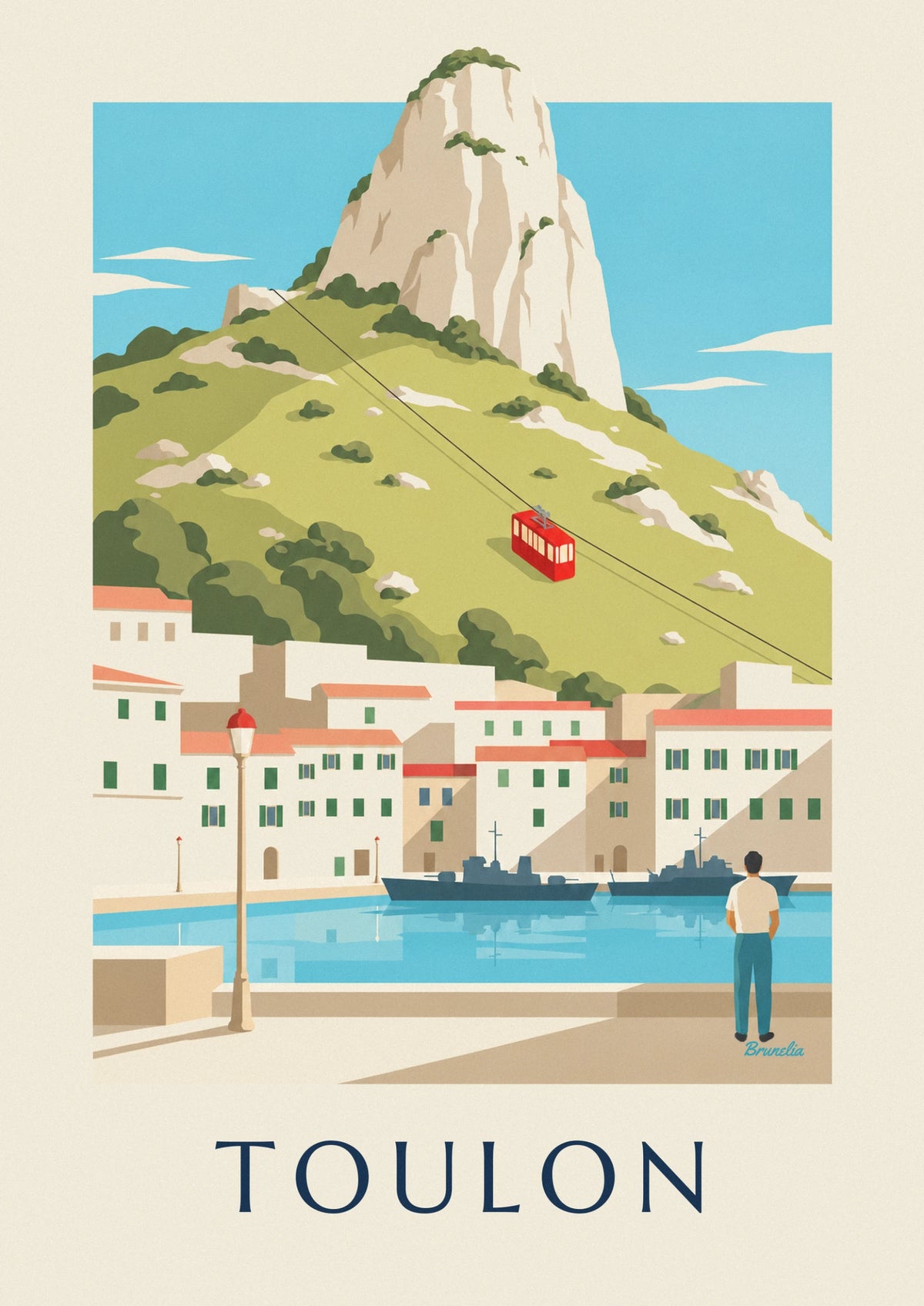 Mont Faron cable car above Toulon poster