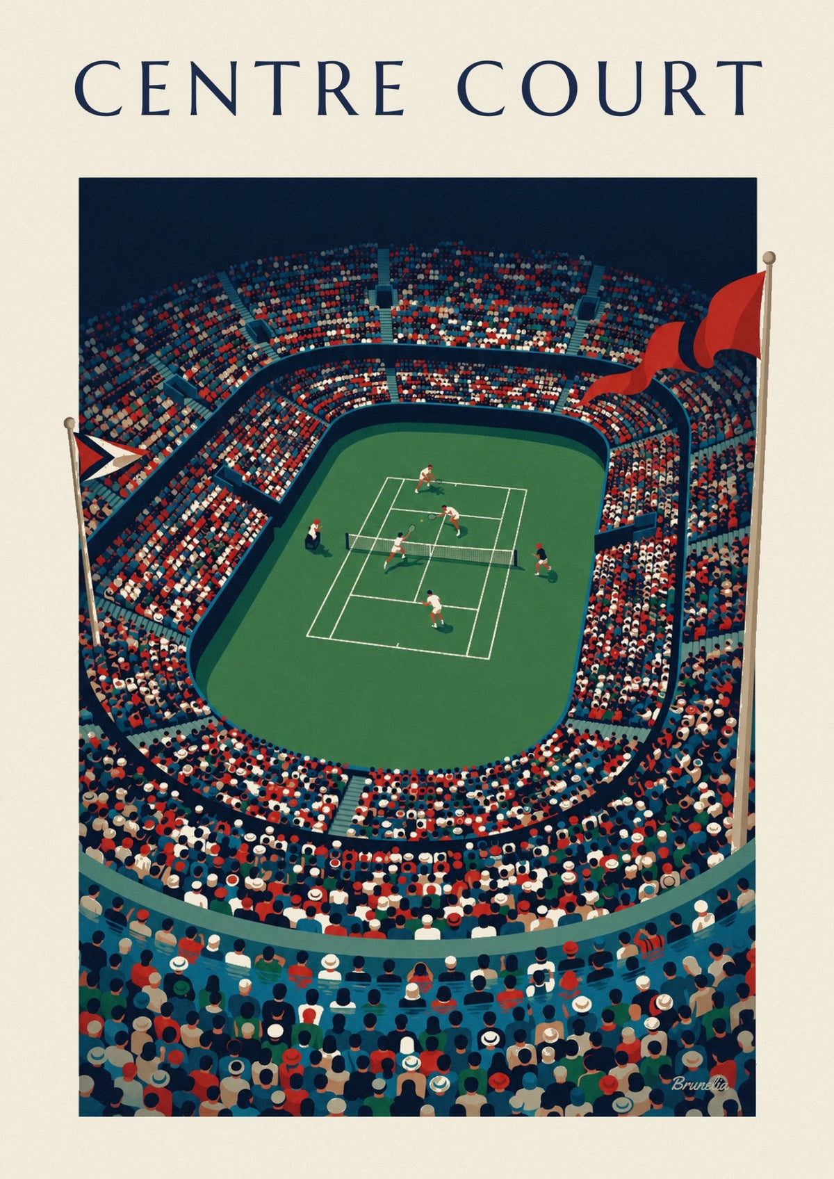 International tennis tournament and packed stands poster