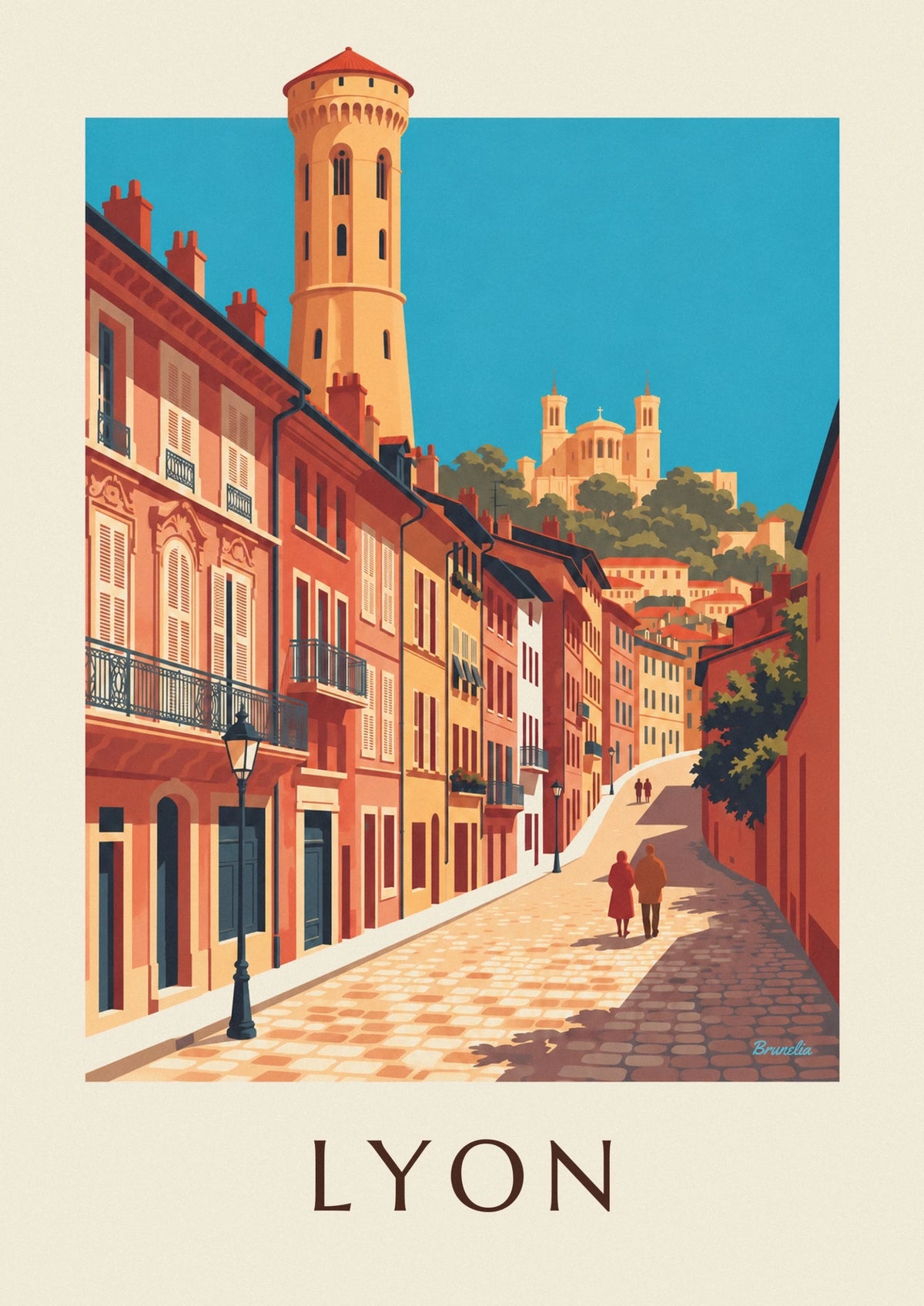 Vieux Lyon Renaissance facades and Fourvière poster