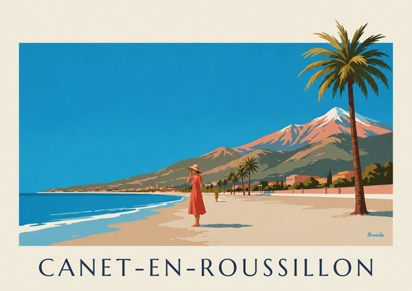 Poster donna in riva al mare a Canet-en-Roussillon