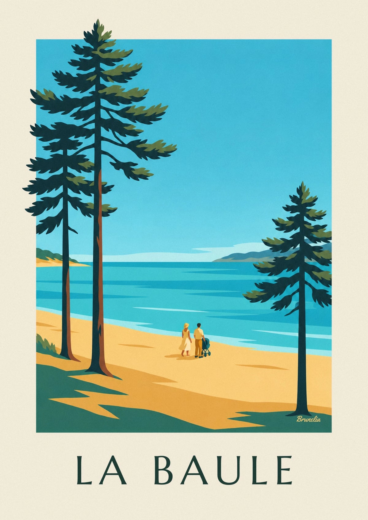 La Baule pine grove and beach poster