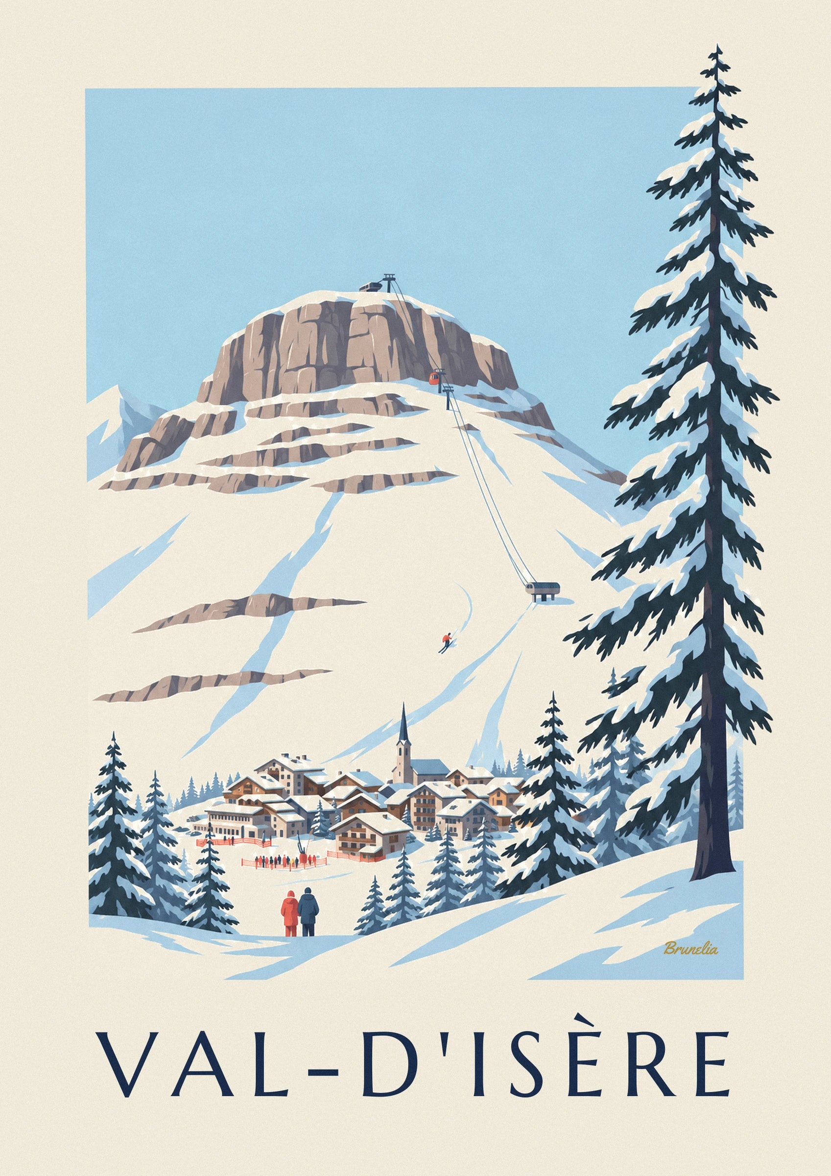 Poster Face de Bellevarde und olympische Abfahrt in Val-d'Isère: Detail in Nahaufnahme