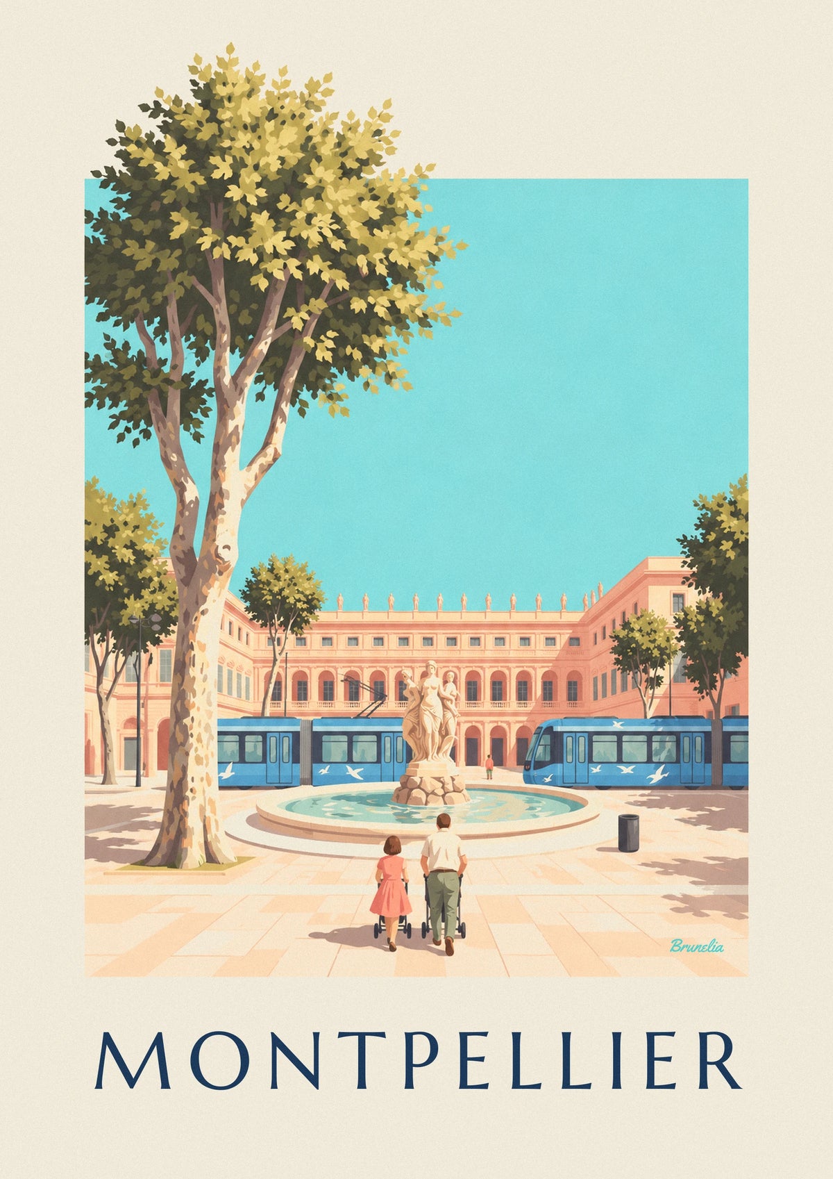 Poster Place de la Comédie e tram di Montpellier