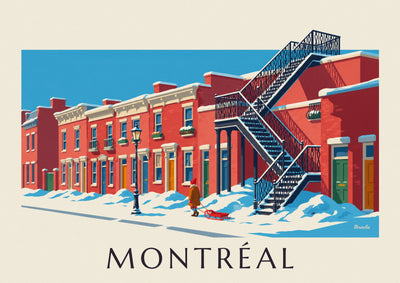Poster mit den verschneiten Treppen des Plateau-Mont-Royal in Montreal: das ganze Poster